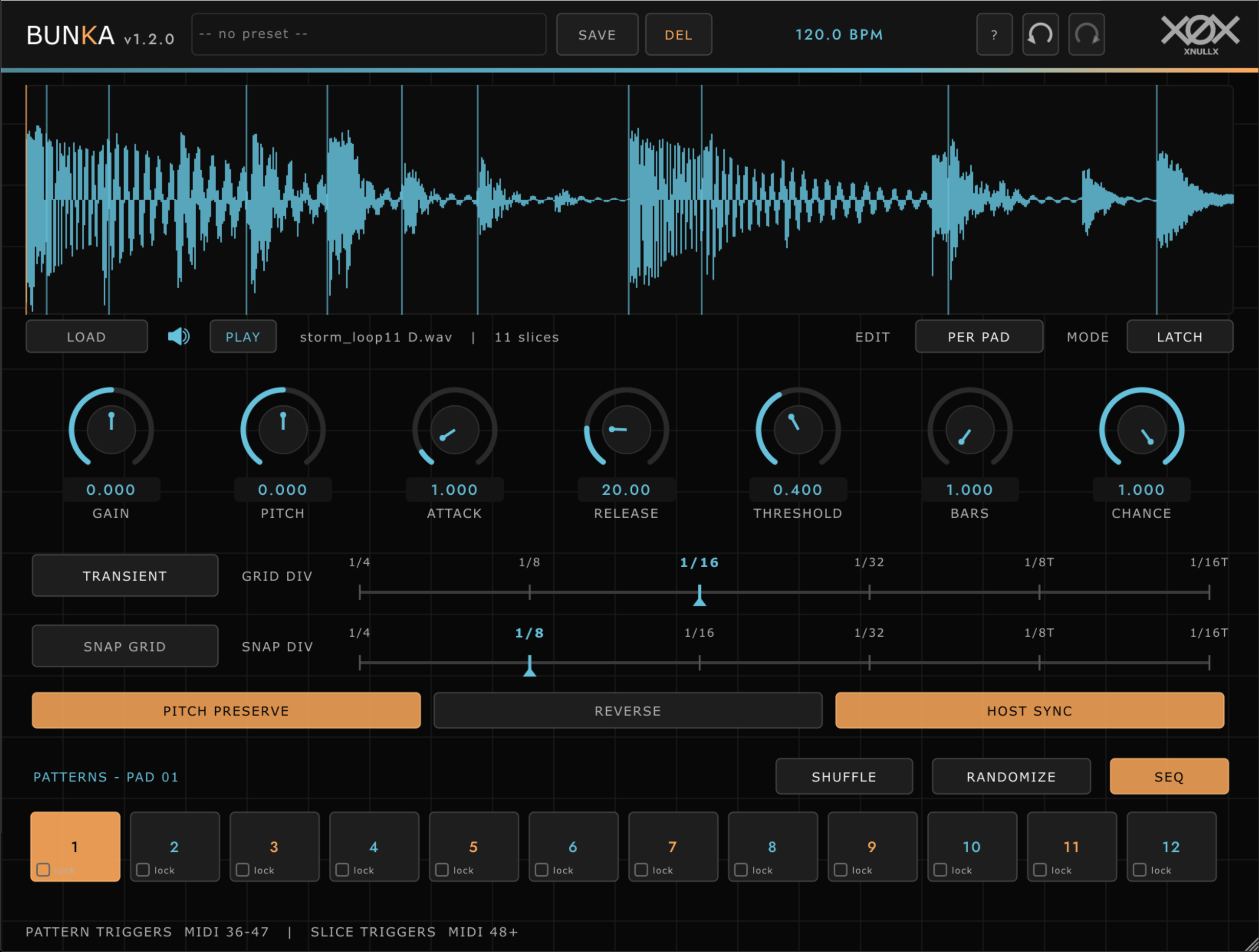 Bunka beat-slicer instrument interface